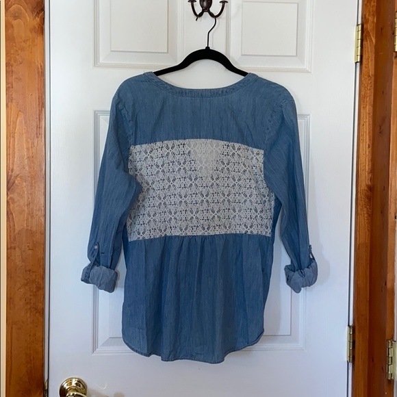 Candie’s - Denim Lace Long Sleeve Adjustable Shirt - Picture 3 of 10